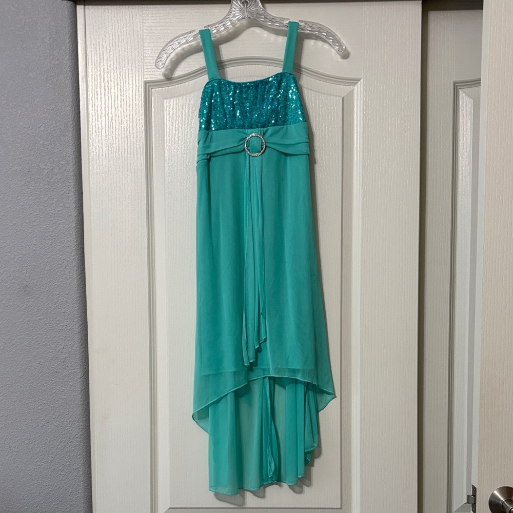 Ruby Rox Turquoise Sequin Kids Dress